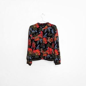 Zara Trafaluc Floral Bomber Jacket